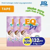 EQ Dry Newborn  - 44 pcs x 3 packs  - Tape Diapers