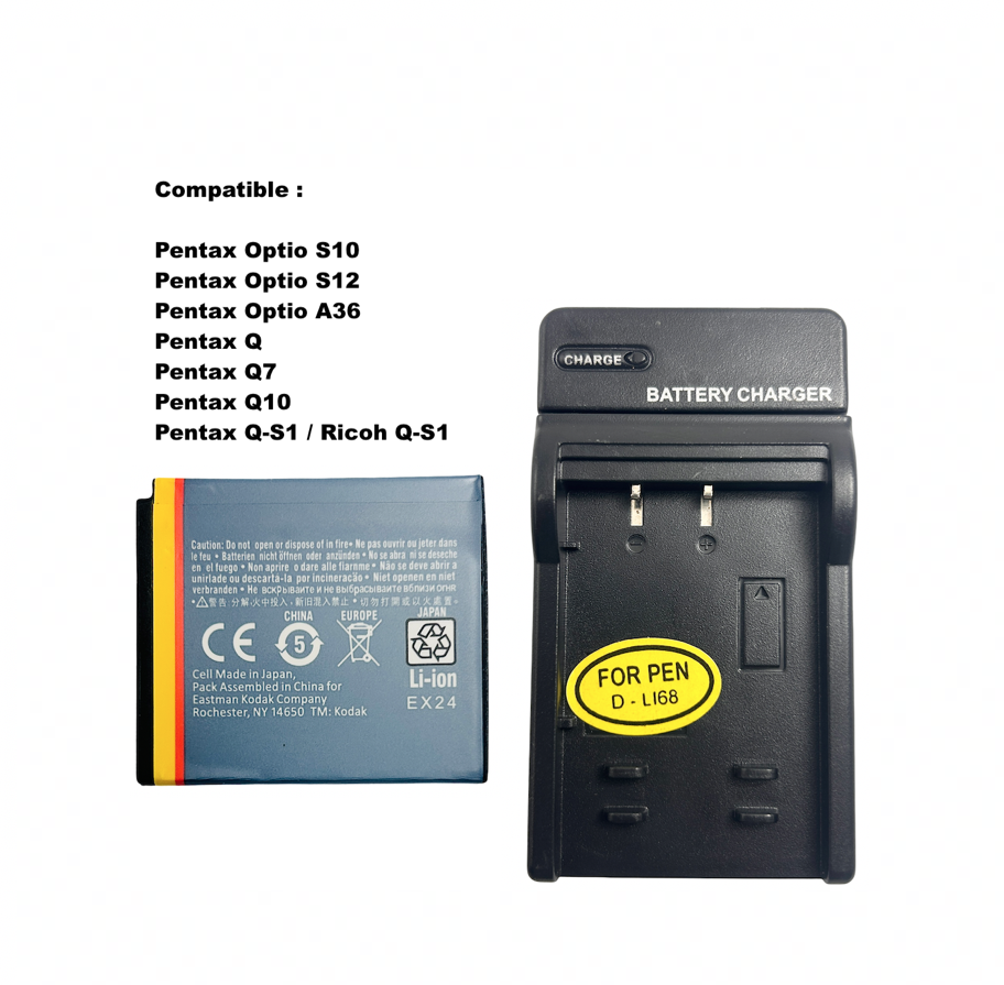 AccuCell Batteria Compatibile Per Pentax D-Li68 - 700 MAh Per Optio A36, S10, S12