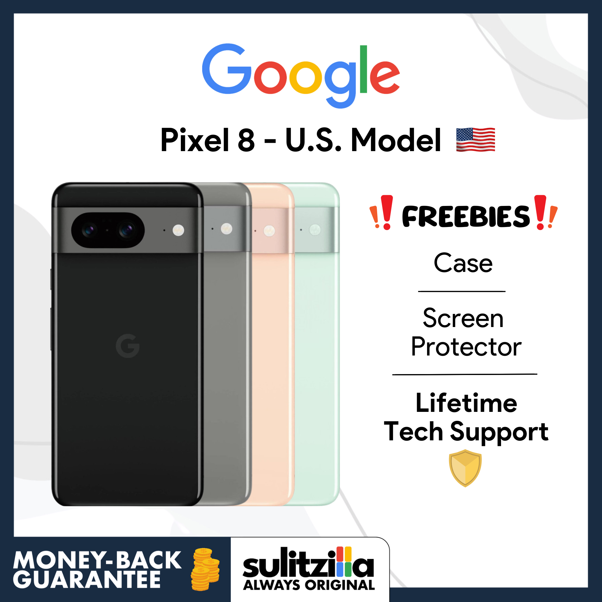 Google Pixel 8 - US Model - (128GB/256GB) with 5G/eSIM and Google AI