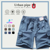 Urban Pipe Men's Cargo Shorts - Knee-Length Drawstring Buttons