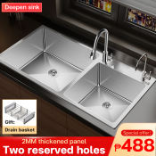 FEILI Stainless Steel Kitchen Sink with Faucet Set (81x43CM)