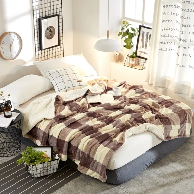 Mini Home Textiles Double Layers Smooth As Milk Blanket Throw Plush Warm Sleeping Blanket for Autumn Winter Blanket (2)