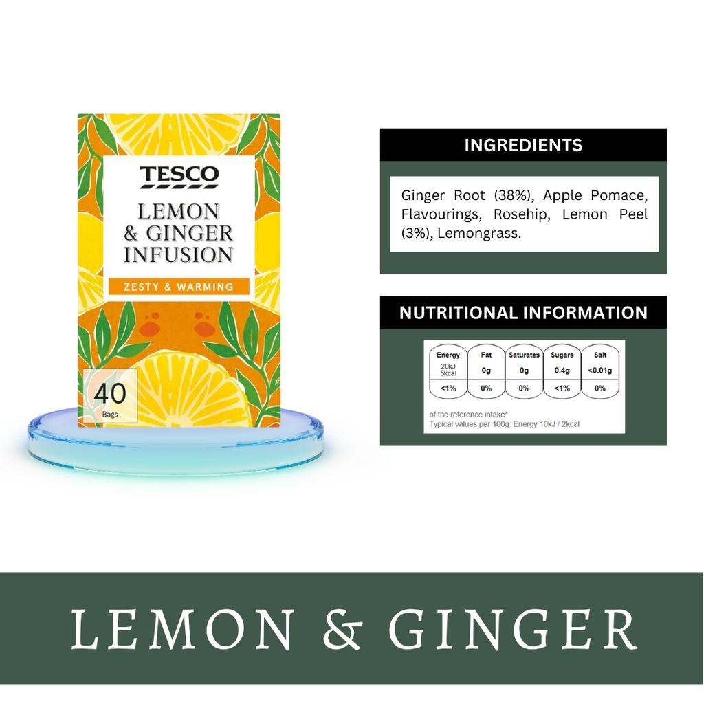 TESCO Tea Infusion 40 tea bags UK Red berries Green tea Lemon