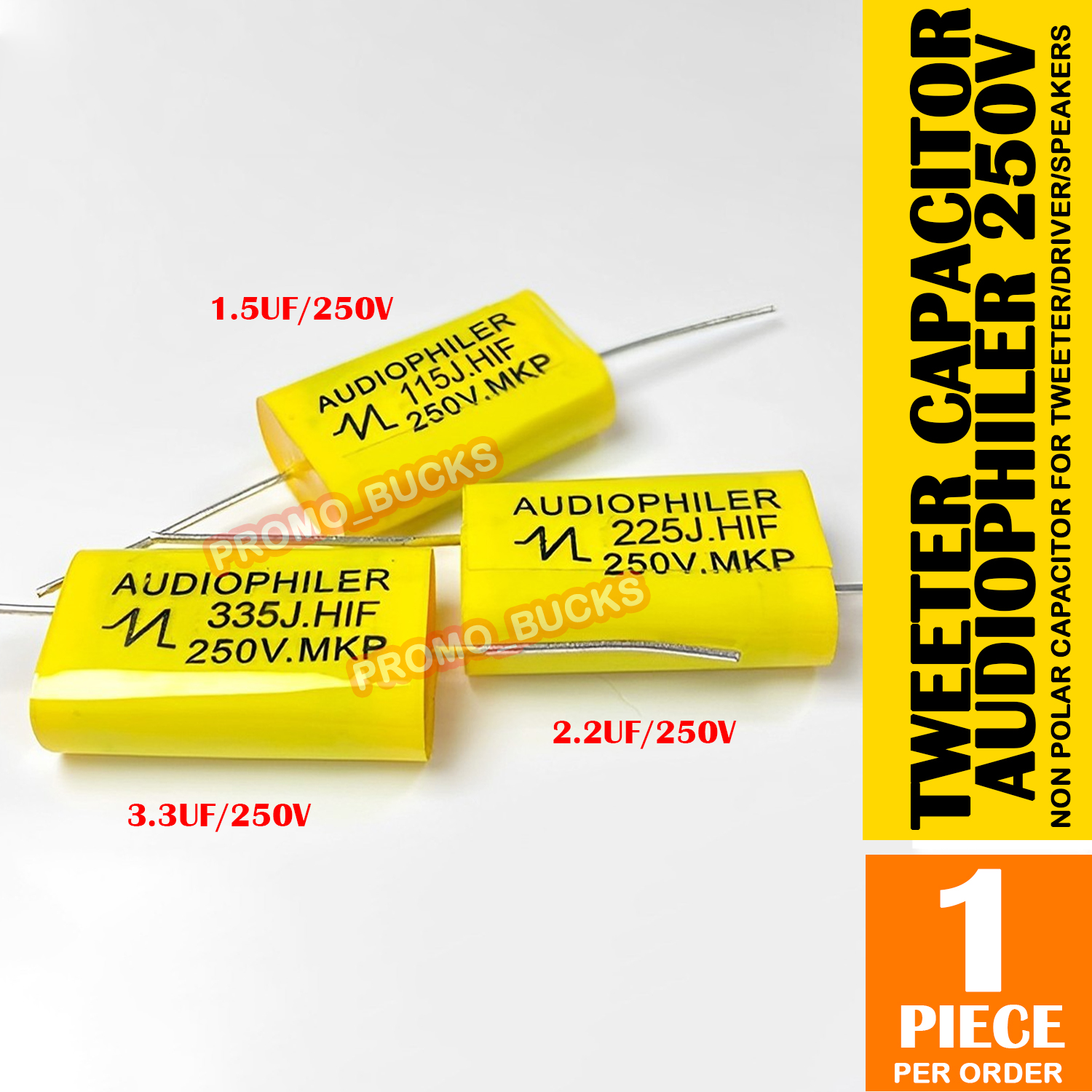 thumbnail image 2 of 2-Pack 250V 200uF MKP Polypropylene Non-Polarity Capacitor – Axial Lead, 3% Tolerance 2 of 5