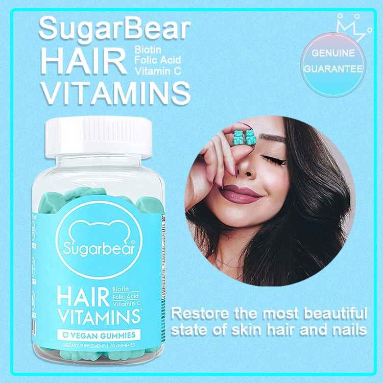 Factory direct sales SugarBear Hair Vitamins, Vegan Gummy Hair Vitamins  with Biotin, Vitamin D, Vitamin B-12, Folic Acid | Lazada PH
