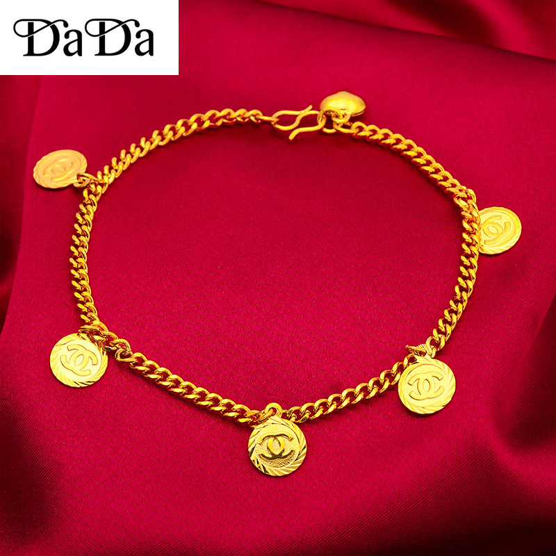 Hot Sale Pure 18k Saudi Gold Anklet Original Pawnable for Women Heart Bracelet Jewelry Mother's Day Gift