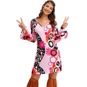 1970s Hippie Costume Print Dress for Women by Halloween 2024