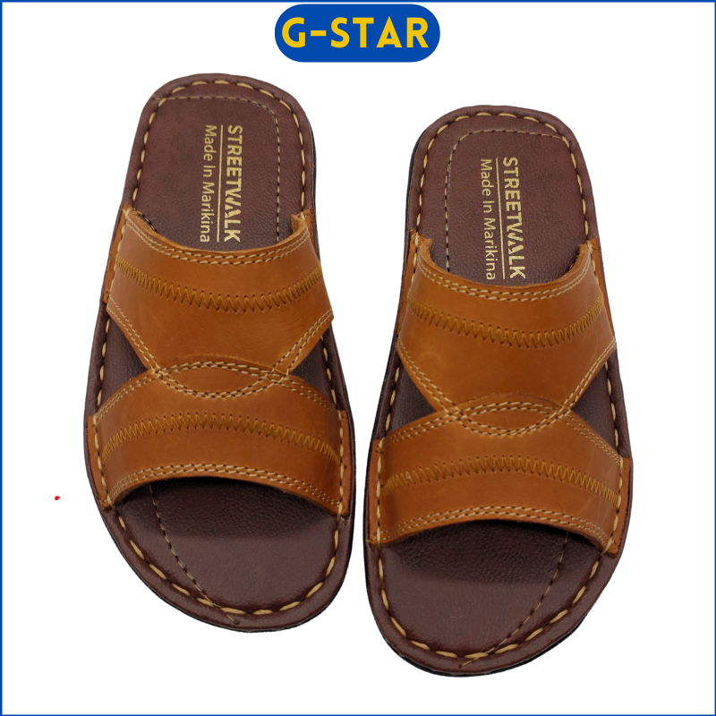 GStar Footwear Leather Sandals for Men Casual Slip On Sandals For Men Adult  Leather Slippers for Men on Sale Marikina Made Balat Casual House Slippers 