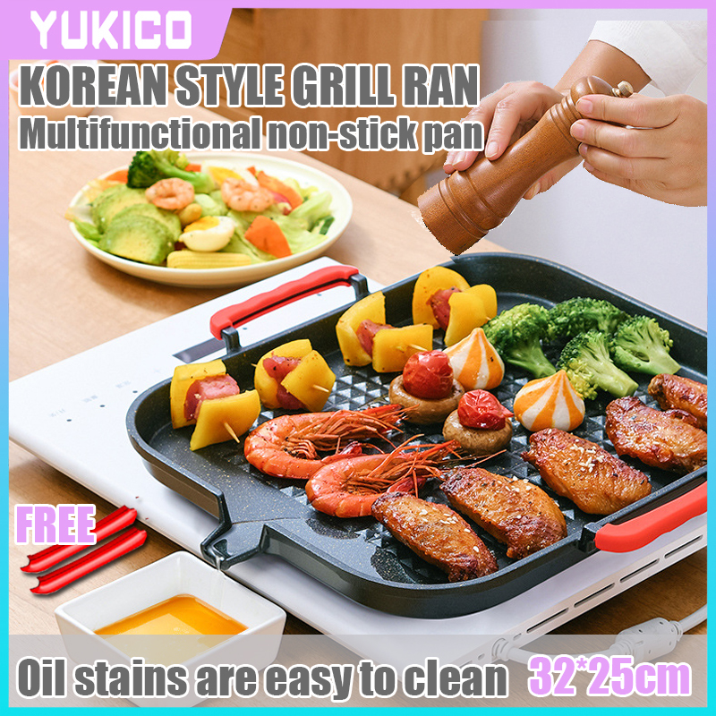 Portable Non-Stick Korean BBQ Grill Pan for Outdoor Use