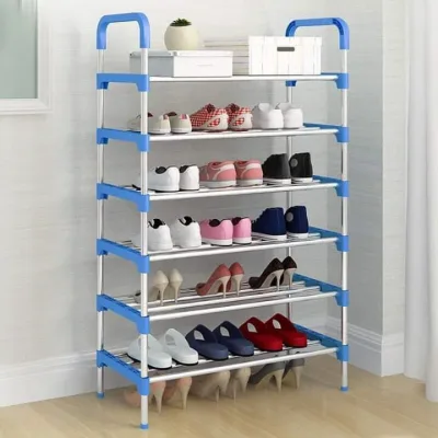 6 Layer shoe rack stainless steel Stackable Shoes Organizer Storage Stand (3)
