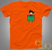 Goku Dragon Ball Z Shirt Pocket Tee Design For Him Her Orange RoundNeck