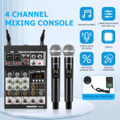 RIWORAL MA4 4-Channel Audio Mixer System with Wireless Microphone