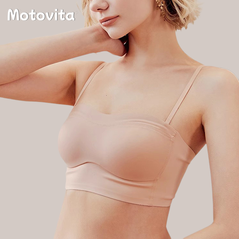 Motovita Seamless Bra Strapless Push Up Bralette Non wired Bandeau Brassiere Invisible Underwear Women Tube Top Boneless Lingerie
