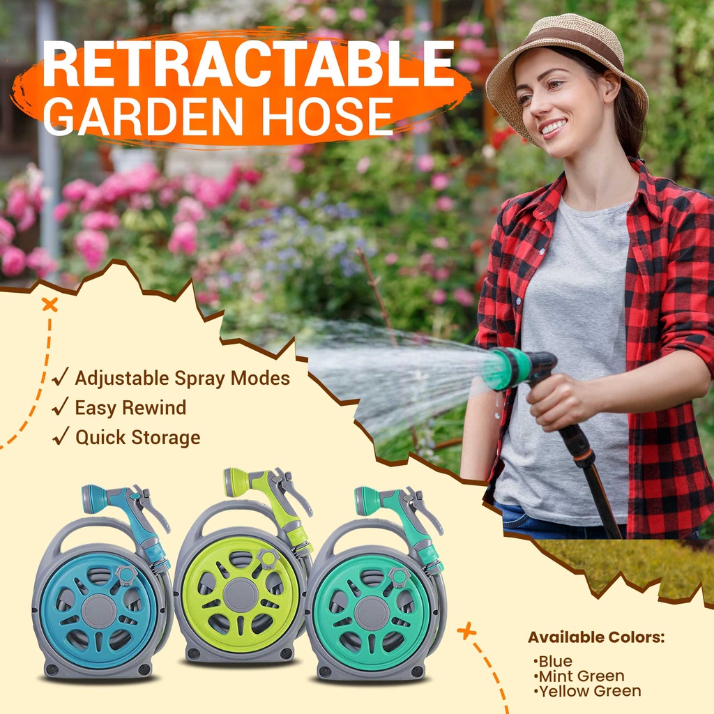 Lazada Philippines - Fam Mega Value – SALE – Retractable Garden Hose with 7 Spray Modes 10meters Retractable Hose