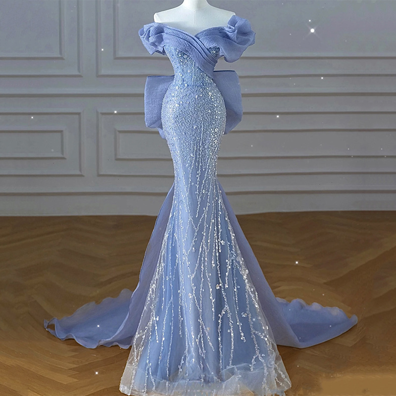 strapless open back dress Starry Night Fit And Flare Long Sleeve Waist Fitted High Slit Maxi Star  Dress