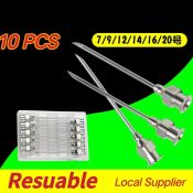 10 Syringes with Metal Needles for Veterinary Injections