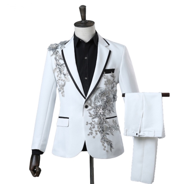 Sequin Floral Suit Blazer - Party Singer Wear OEM