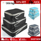 HOL 3Pcs Compressible Travel Storage Bags - Black/Blue/Grey