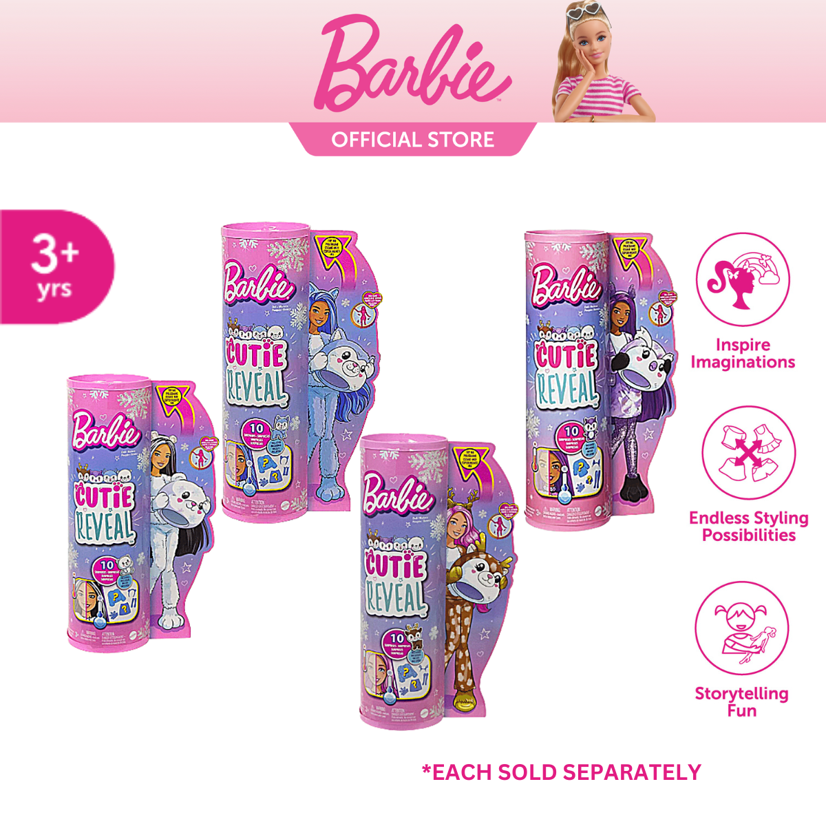 Barbie Snowflake Sparkle Doll - Winter Animal Costume Assortment