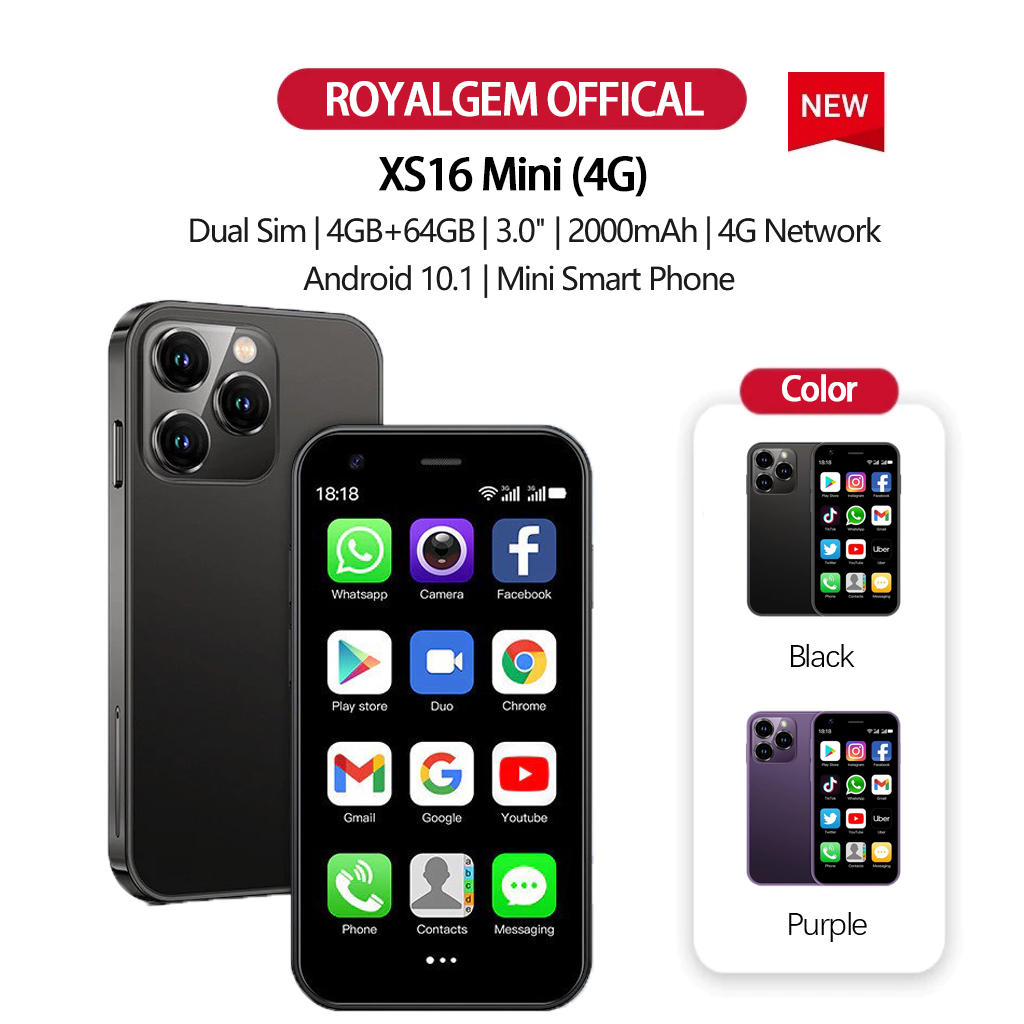 4G Mini Smartphone - 3,0 Inch HD-scherm - Quad-core - 3+32GB - Dual SIM - 2000mAh - Uitgeklokt - Ideaal Voor Kinderen, Studenten & Als Back-up - Zwart