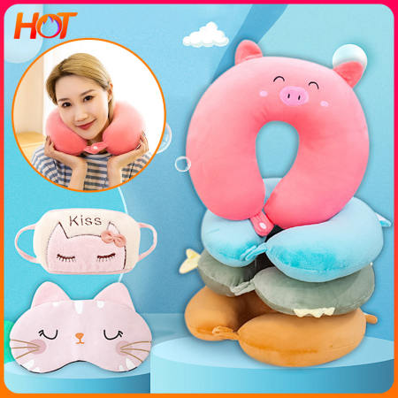 Memory Foam Cartoon U-shaped Travel Pillow - Soft and Cute