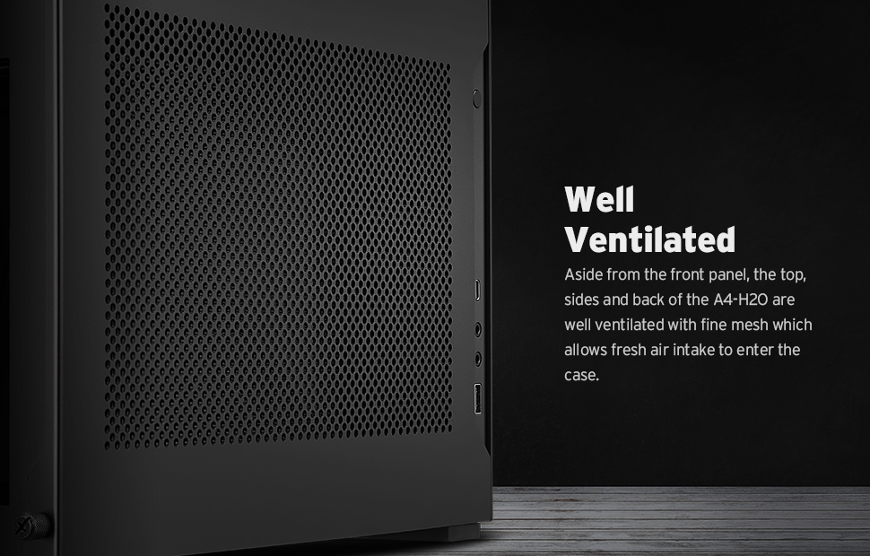 Lian Li A4-H2O Anodized Black PCIe Gen4 small form factor PC desktop case, SFX, SFX-L PSU support - A4-H20 X4 (A4-H20X4) - Black