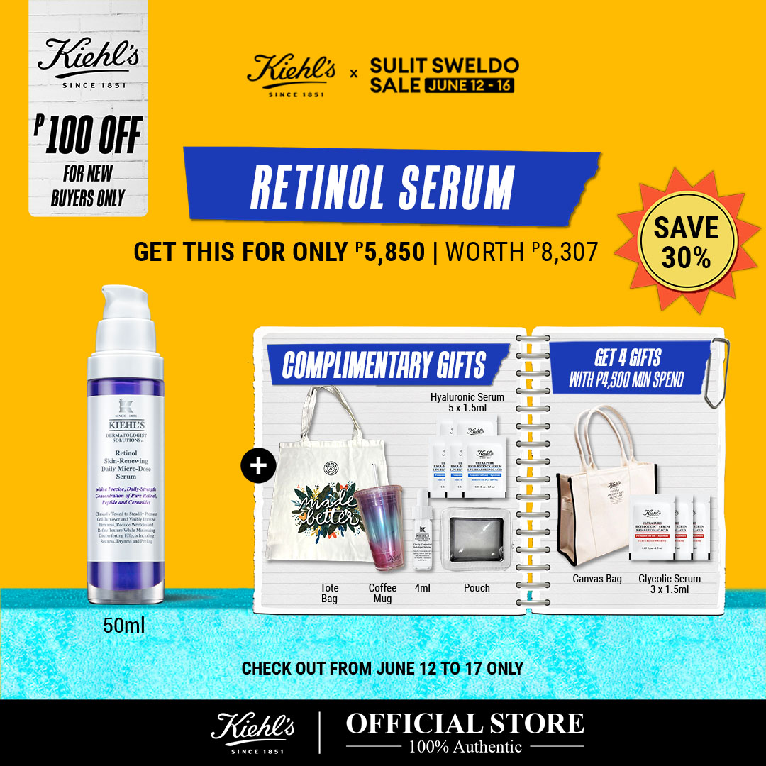 Kiehl's Micro-Dose Anti-Aging Retinol Serum with Niacinamide, Ceramides and Peptides for Sensitive Skin 50ml