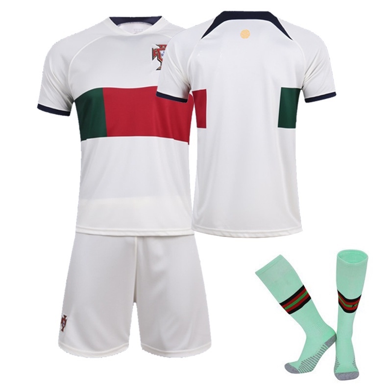 TIMPCV 2021 Portugal #7 Cristiano Ronaldo Kids Football Jersey/Shorts/Socks  Kit Junior Size Away Custom Number Black 26 