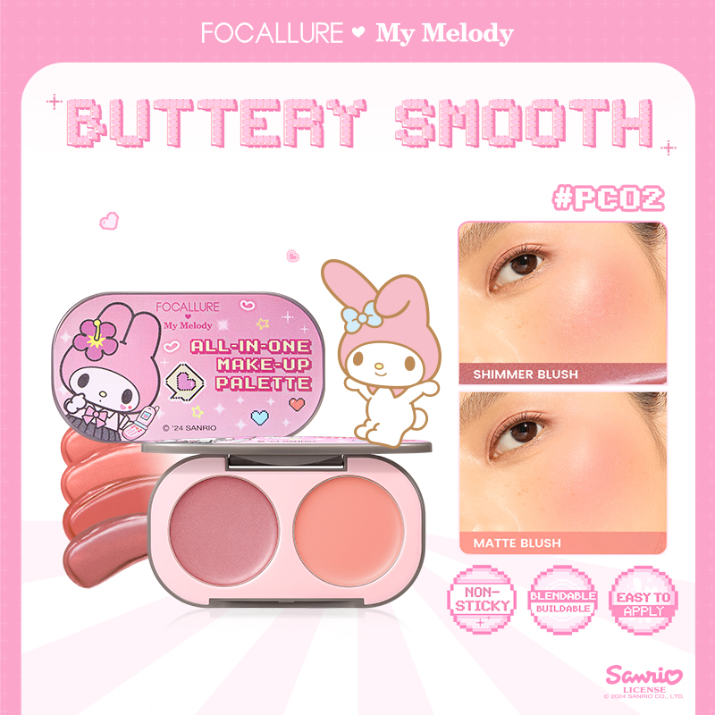 Discount on Focallure  shoes - SKU: FOCALLURE X Sanrio #CallMeBeauty Blur-buttery Duo Facial Palette Blush Contour Cream Naturally