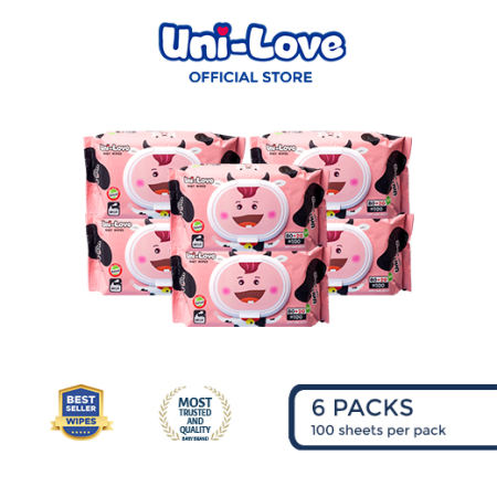 UniLove Milk Scent Baby Wipes 100's Pack of 6