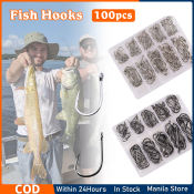 100pcs High Carbon Steel Fishing Hooks Set with Box