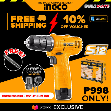 INGCO 12V Cordless Drill with Charger and Bit