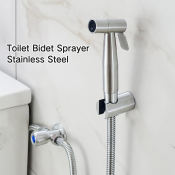 Stainless Steel Bathroom Bidet Set with Holder and Hose