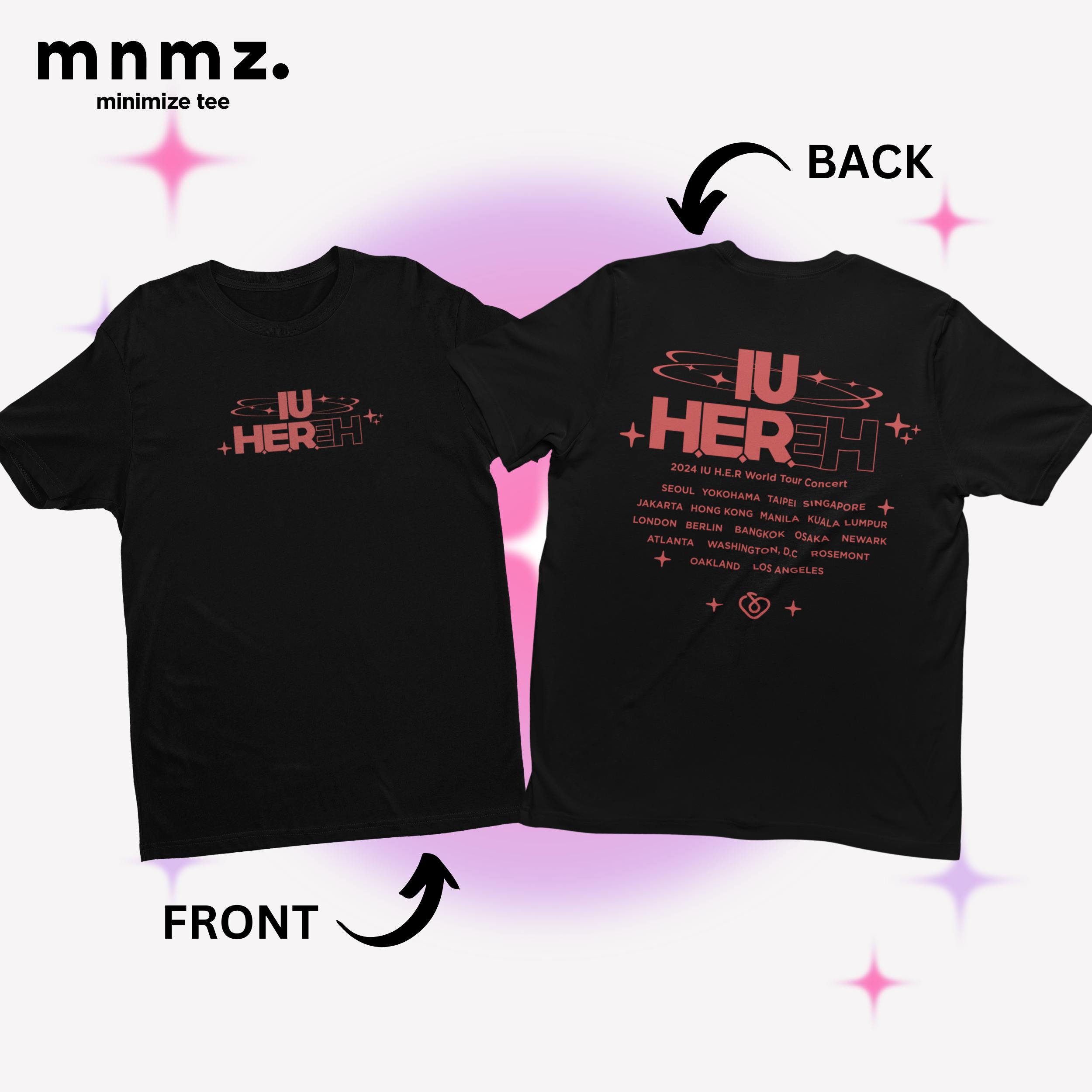 T-shirt Unisexe IU HER 2024 WORLD TOUR – Coton Respirant, Coupe Confortable, Design Tendance K-pop, Cadeau Parfait Pour Fans De Lee Ji-eun, Multitailles