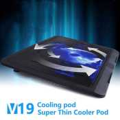 N19 Portable Laptop Cooler Pad - Big LED Light Fan
