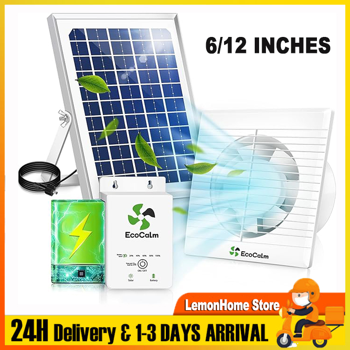 Energy Saving Solar Powered Exhaust Fan Ventilation with Battery Wall Household For Kitchen Room Bathroom WIth 20W Solar Panel Exhaust Fan Presyo  2,199 Piso*Libreng Shipping