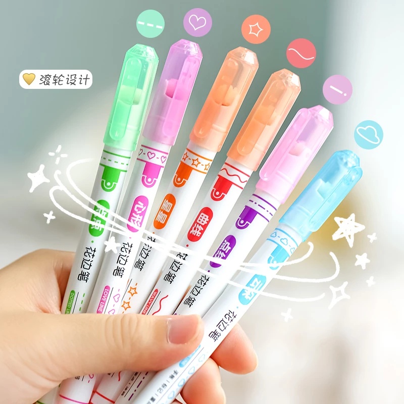 Quick Drying Scrapbook Outline Pen, Lovely Wave Shaped Fluorescent Pen For  Students And Handmade Drawings Outlining Markers Curve Highlighter Pens