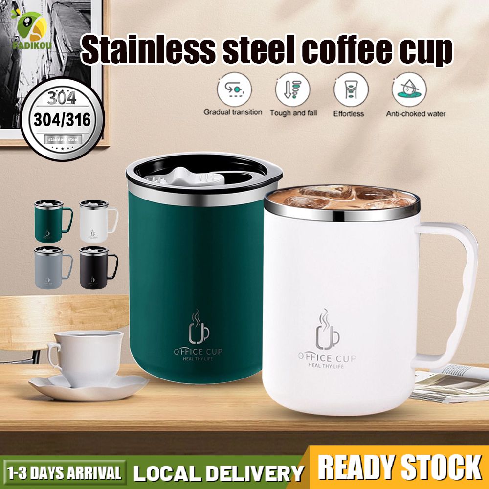 Stainless Steel Coffee Mug with Handle and Lid Cover