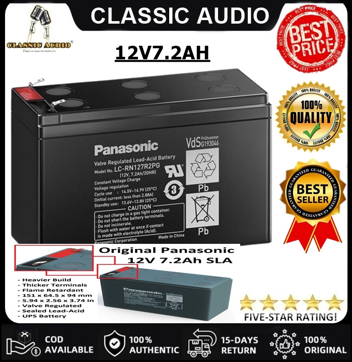 Panasonic Batteries 12V7.2AH Classic Audio