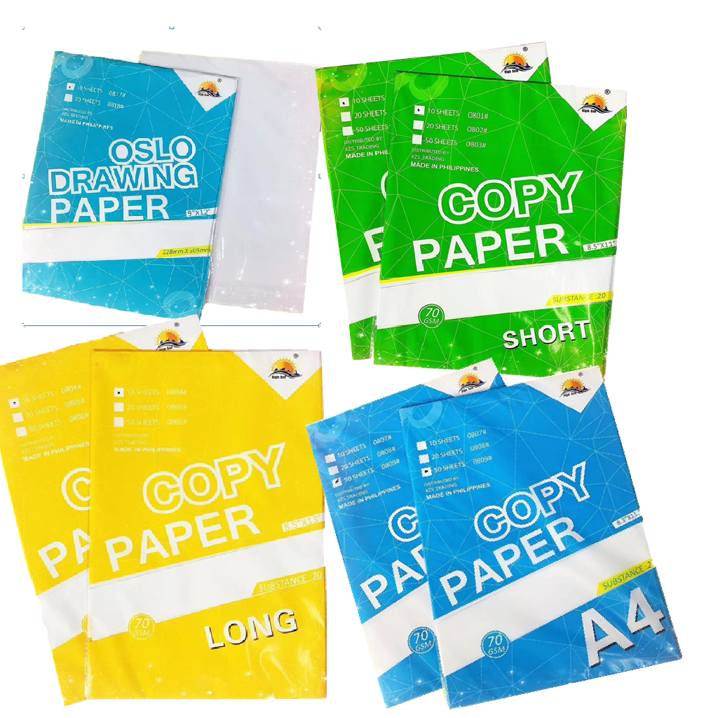 High Sun Copy Paper Oslo 10 and 20 Sheets Long Short A4