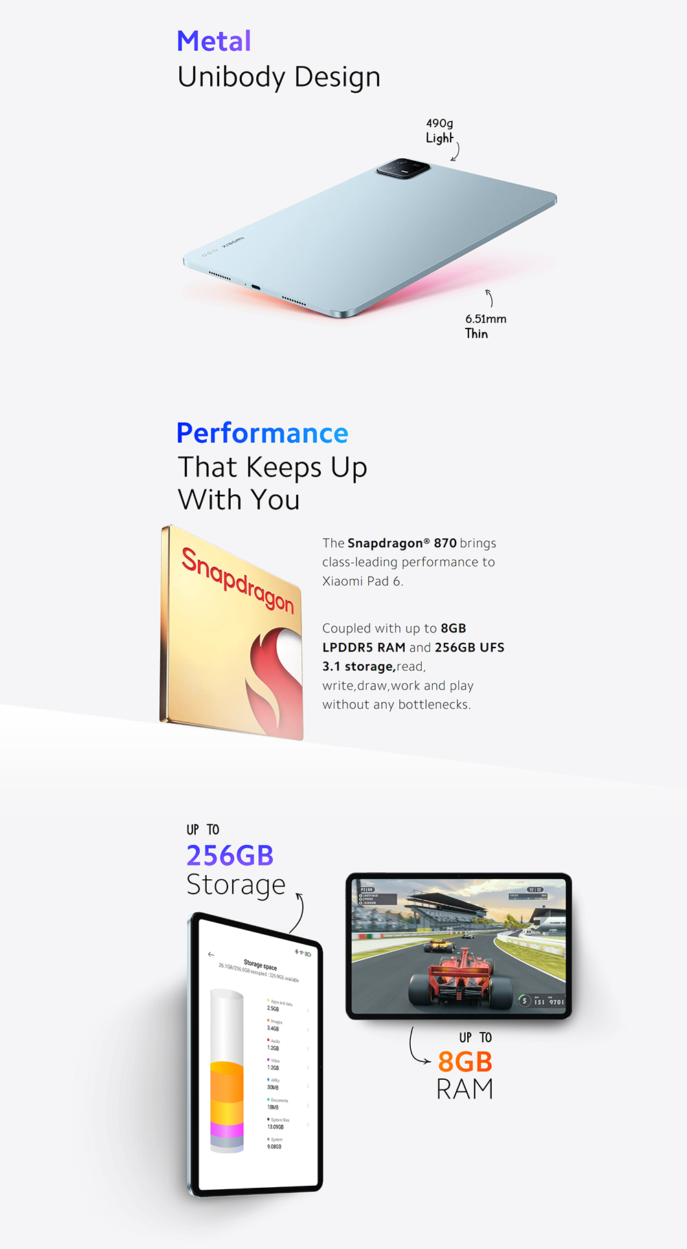 Xiaomi Pad 6 Snapdragon 870 Processor 8GB +256GB 13mp Camera Android Tablet  PC Upgradeable to Xiaomi HyperOS