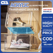 AJ Acrylic Stackable Shoe Box Organizer for Large Shoes