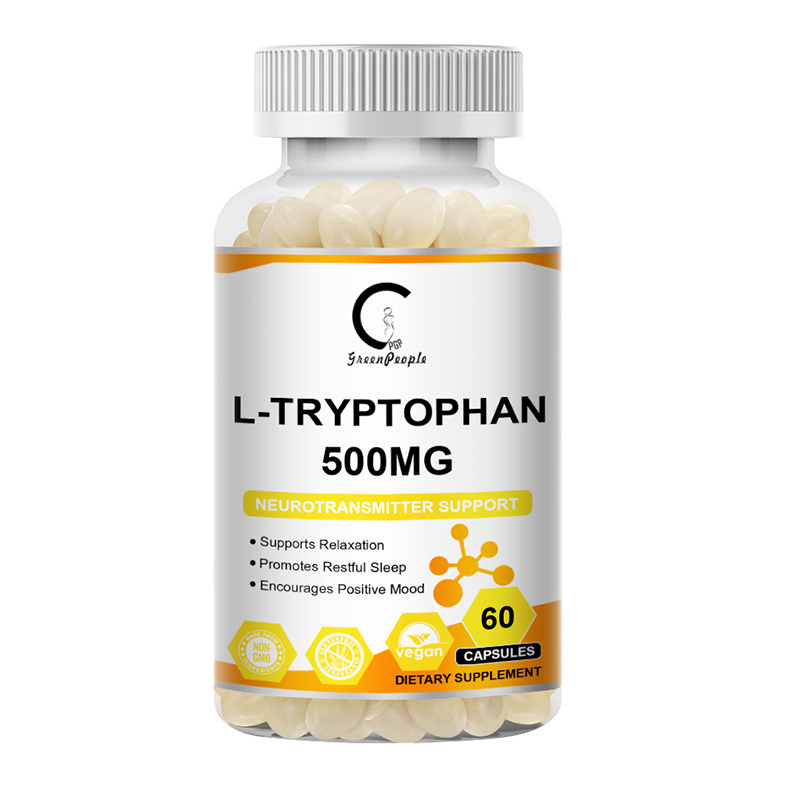GPGP GreenPeople L-Tryptophan 500mg Khuyến khích tâm trạng tích cực Hỗ trợ Thư giãn Viên nang rau