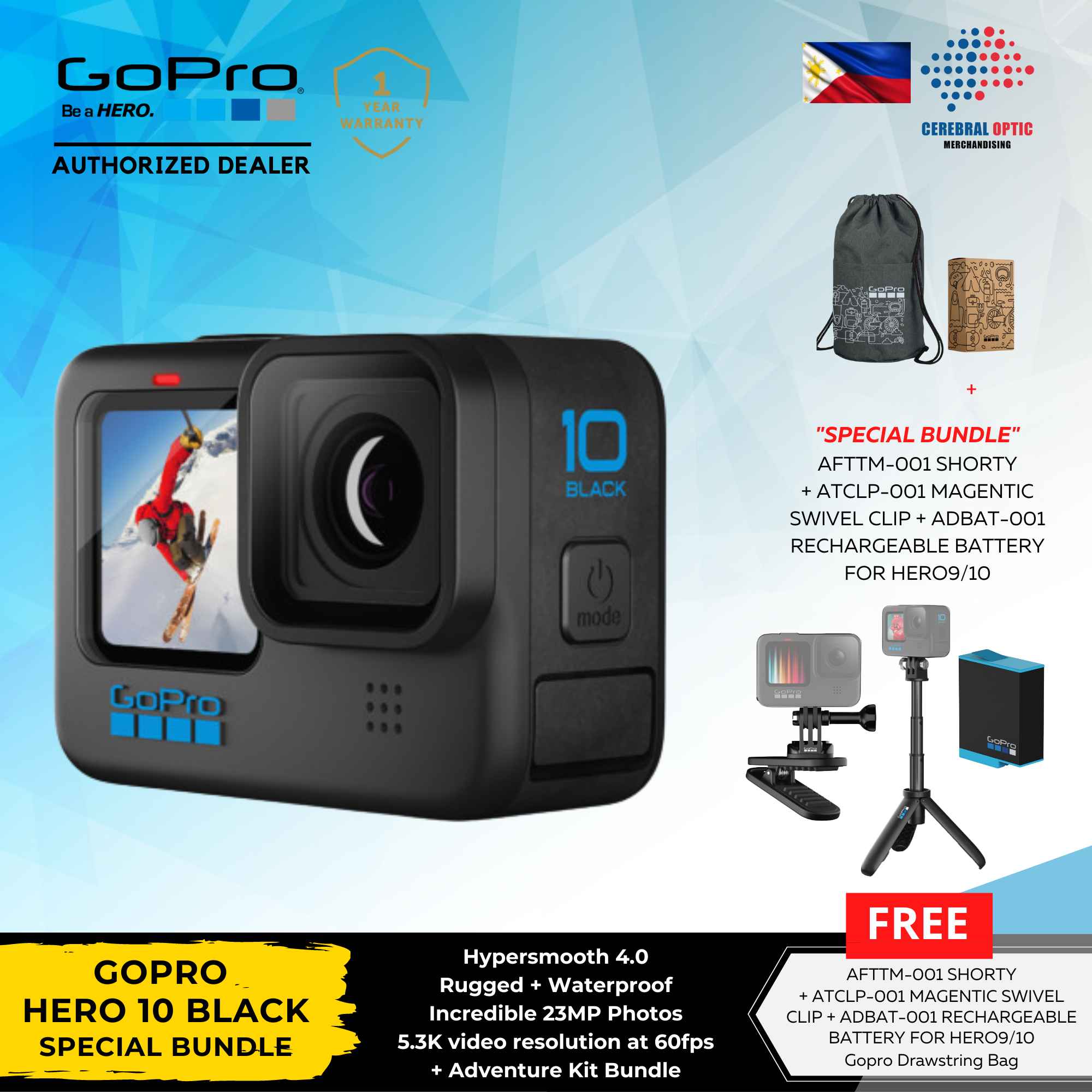 Pixel Hub GoPro HERO10 Hero 10 Camcorder Black Ultimate Bundle Includes: Sandisk Ultra 128GB microSD, 2X Extra Batteries, Charger, Under＿並行輸入品