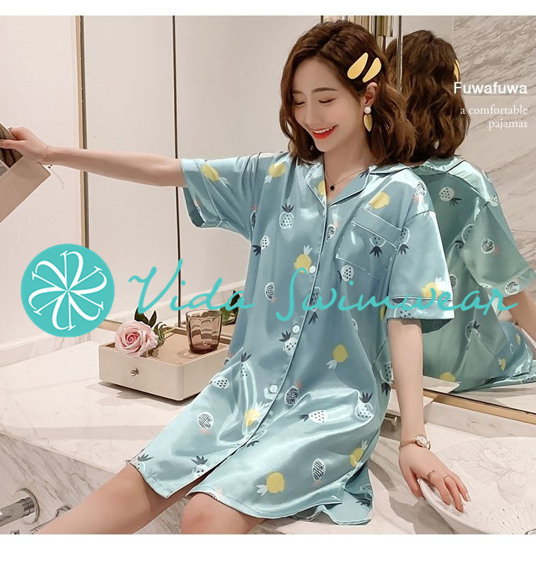 Printed Silk Pajama Terno Home Wear Night Wear Sleep Wear Women Lingeries