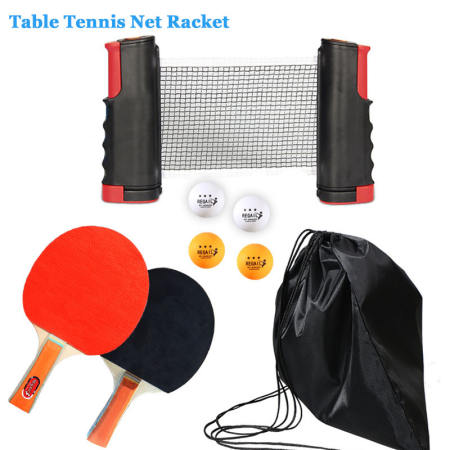 Professional Home Portable Strong with Bag 4 Balls Sports Lightweight Entertainment Supplies Table Tennis Net Ping Pong Paddle Extending Net Table Tennis Racket Set Christmas Gift for Kids