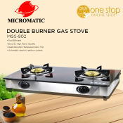 MICROMATIC Double Burner Gas Stove with Tempered Glass Top
