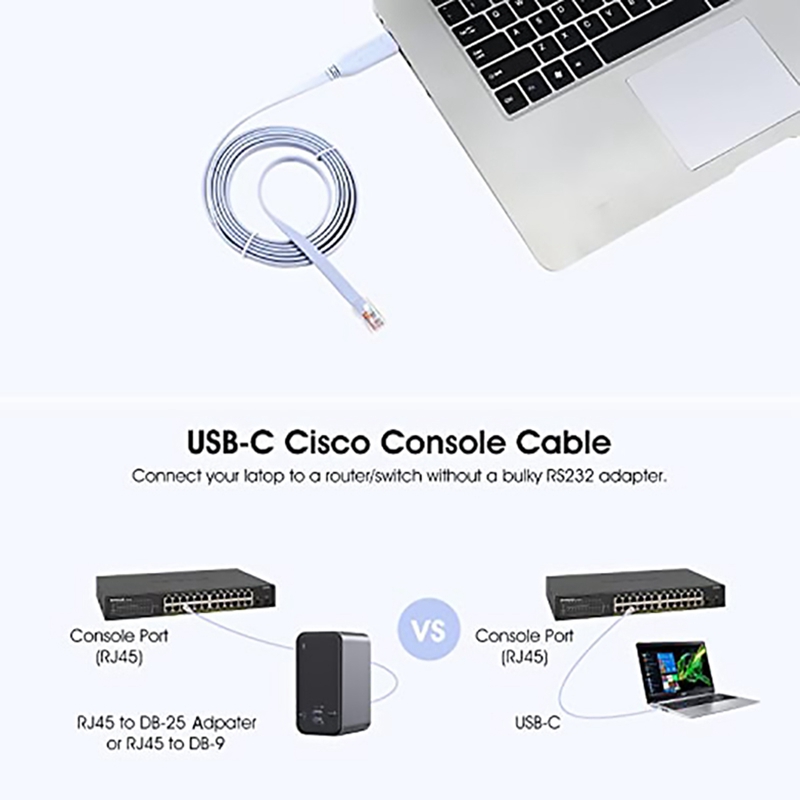 USB TO Type C Console Configuration Cable Type C to RJ45 Serial Router