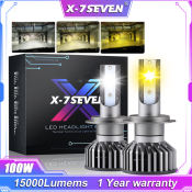 X-7SEVEN Tricolor H4 LED Headlight Bulbs - 100W 150