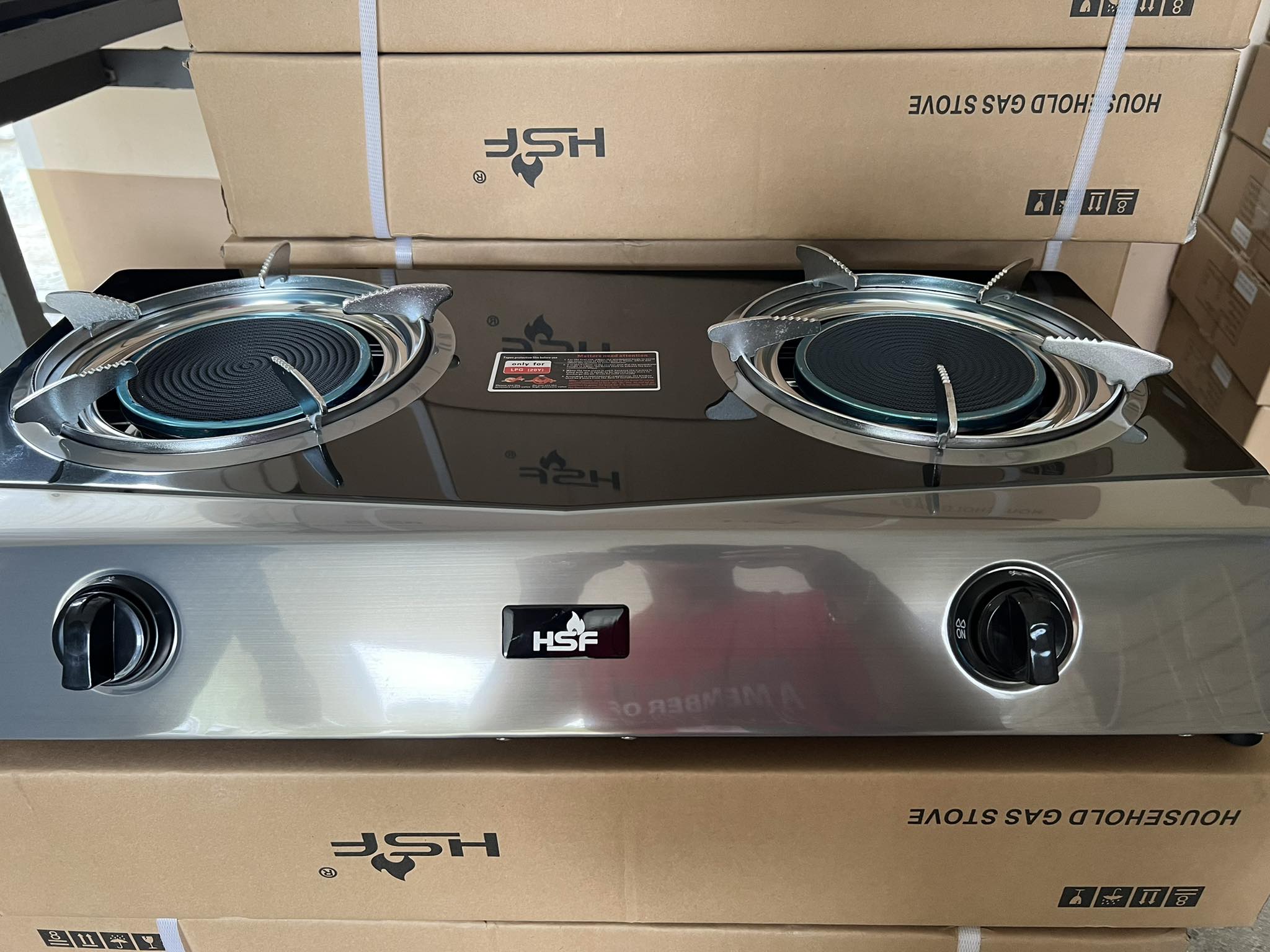 Infrared Gas Range Double Burner Tempered Glass Top Energy